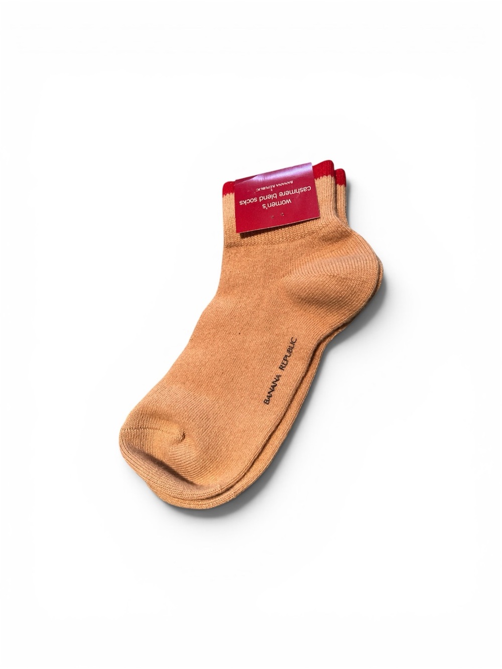Banana Republic Tan Ankle Socks with Red Trim